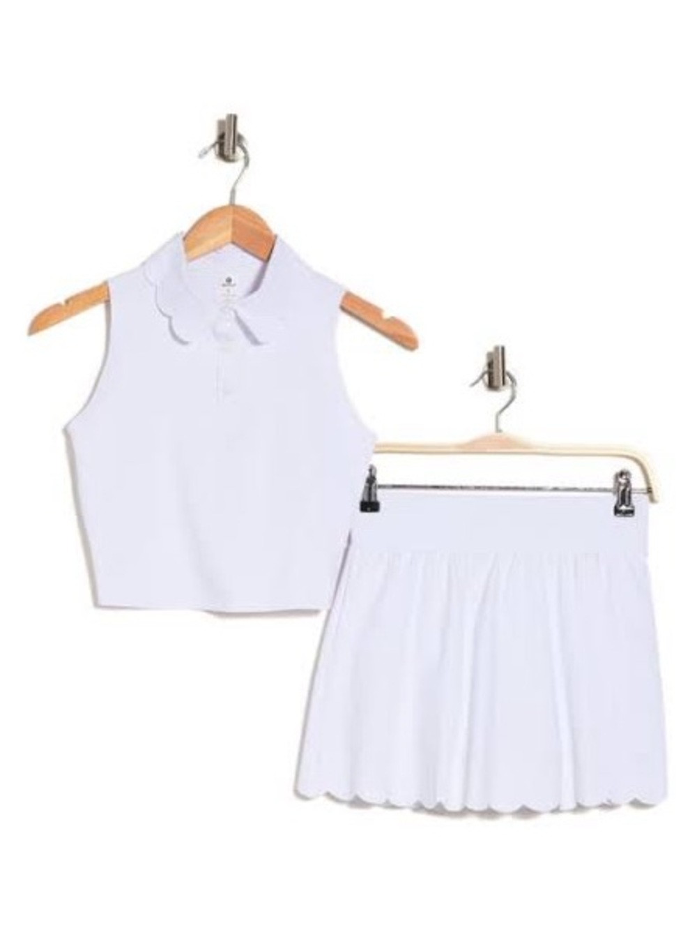 90 Degree By Reflex Girls White Scallop-Collar Tank & Skort Set